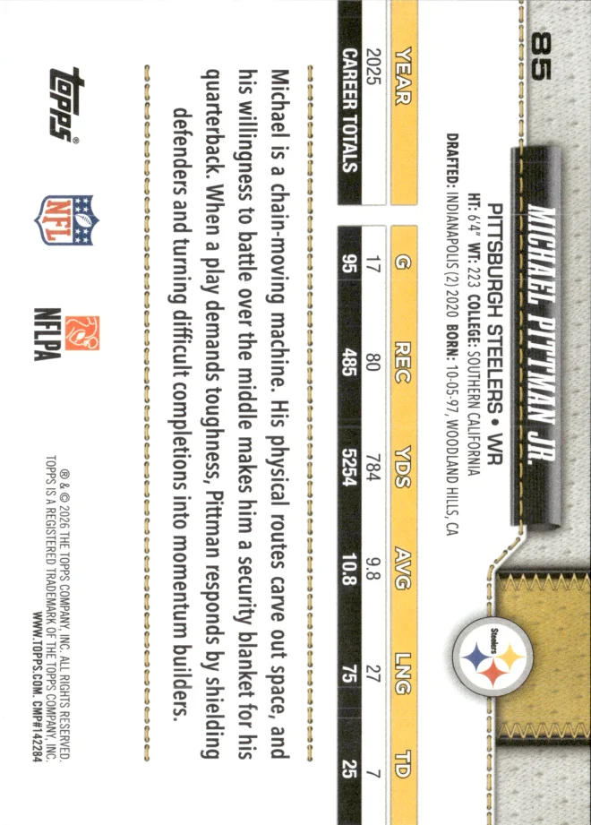 Michael Pittman Jr. card back