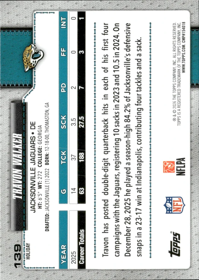 Travon Walker card back