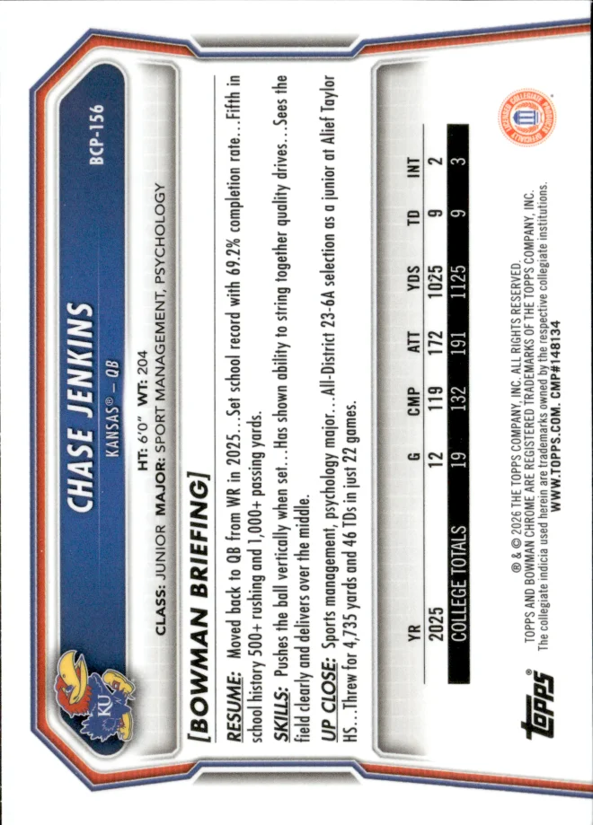 Chase Jenkins card back