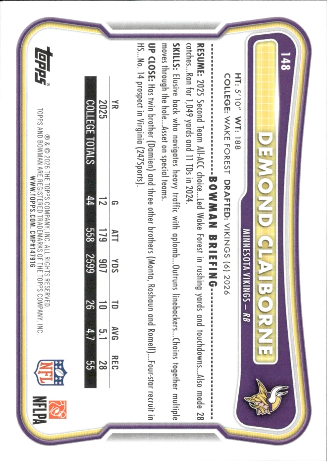 Demond Claiborne card back