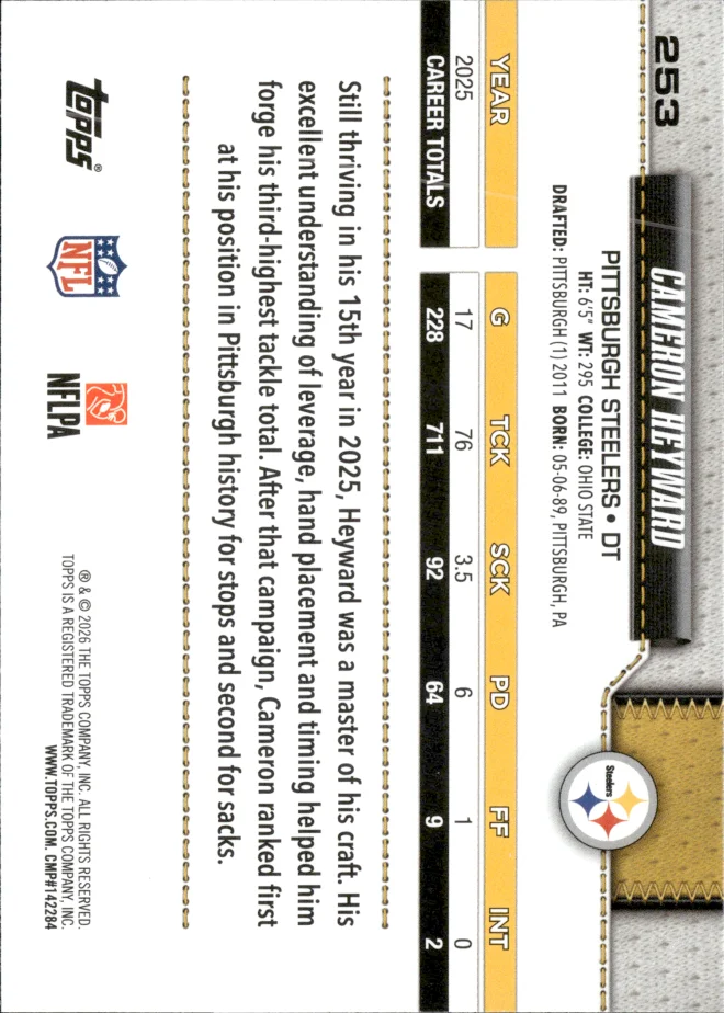 Cameron Heyward card back
