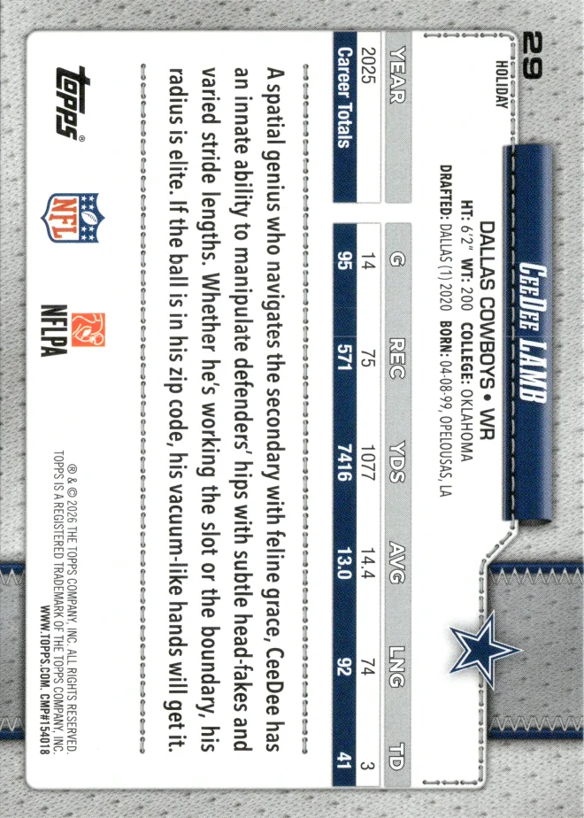 CeeDee Lamb card back