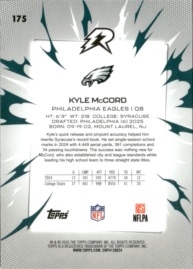 Kyle McCord card back