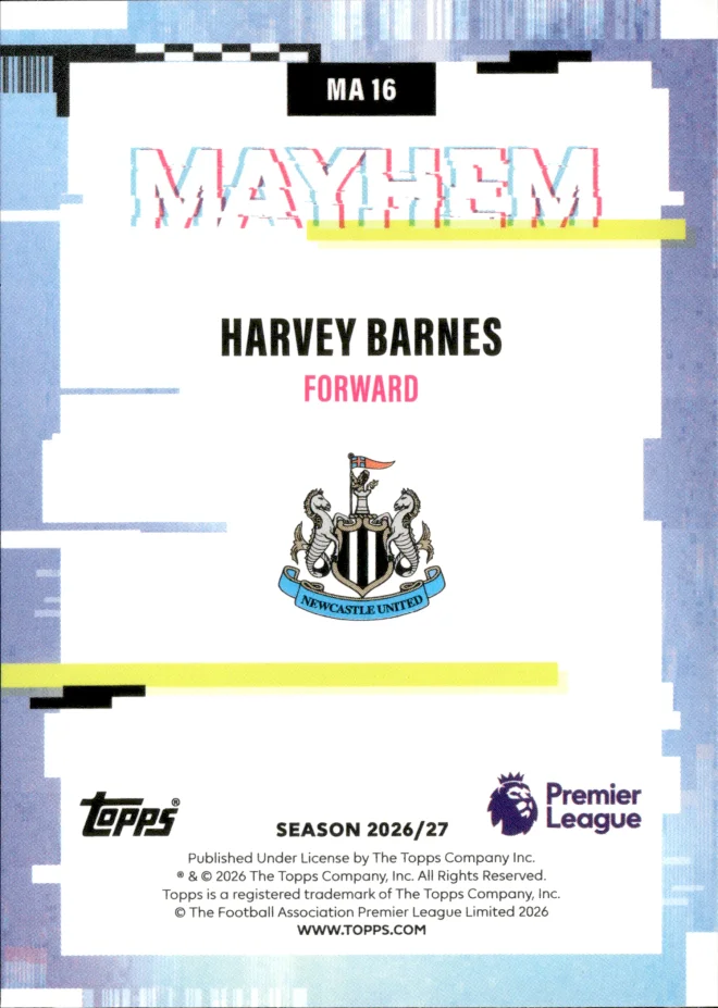 Harvey Barnes card back