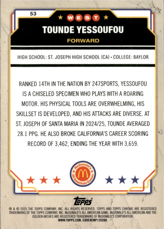 Tounde Yessoufou card back