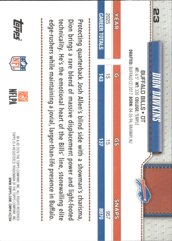 Dion Dawkins card back