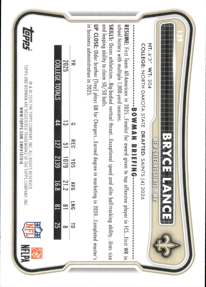 Bryce Lance card back