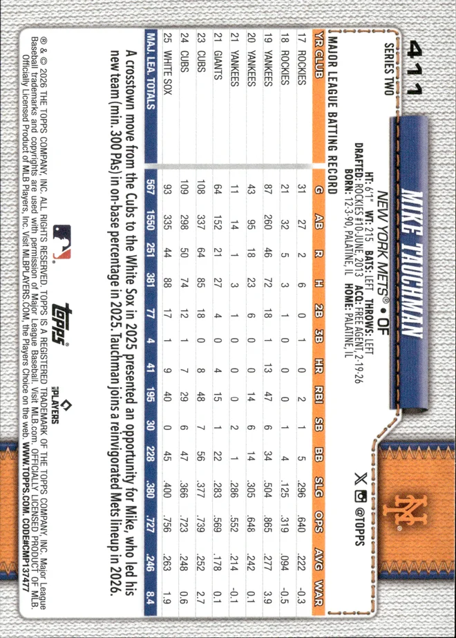 Mike Tauchman card back