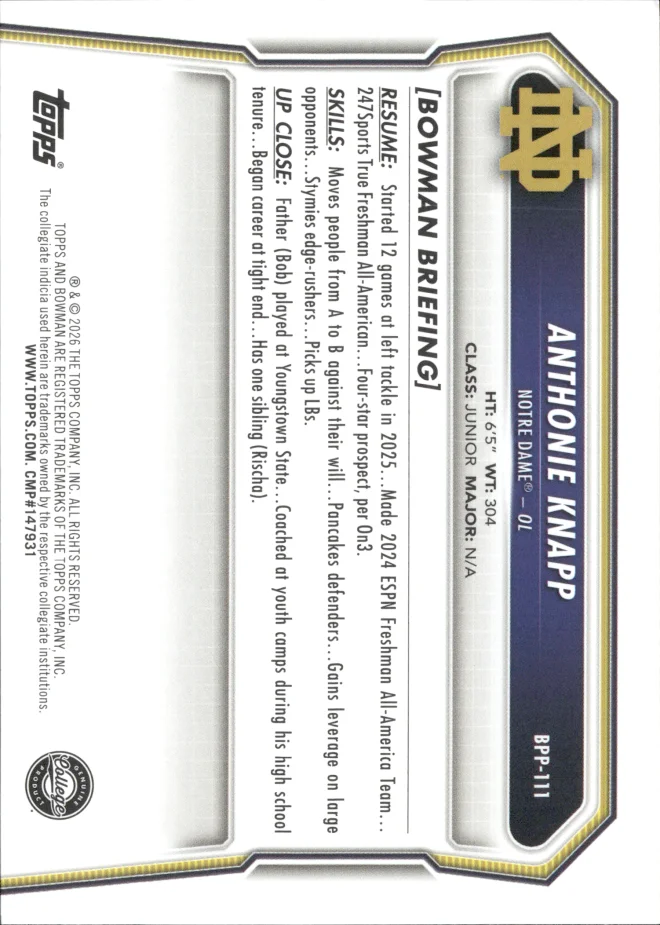 Anthonie Knapp card back