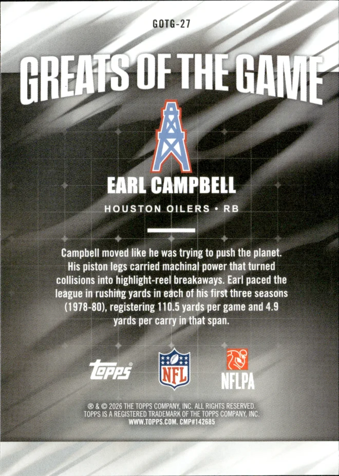 Earl Campbell card back