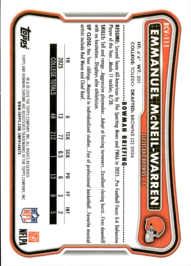 Emmanuel McNeil-Warren card back