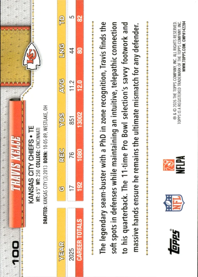 Travis Kelce card back