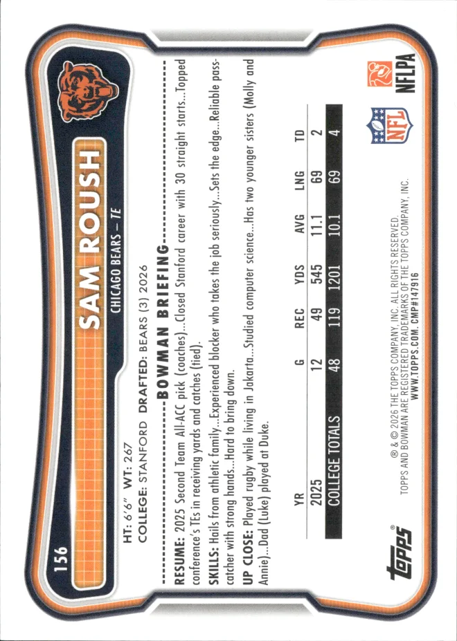 Sam Roush card back