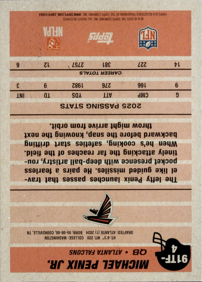 Michael Penix Jr. card back