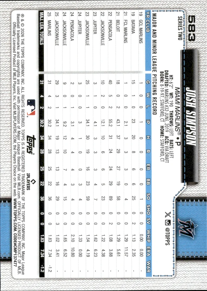 Josh Simpson card back