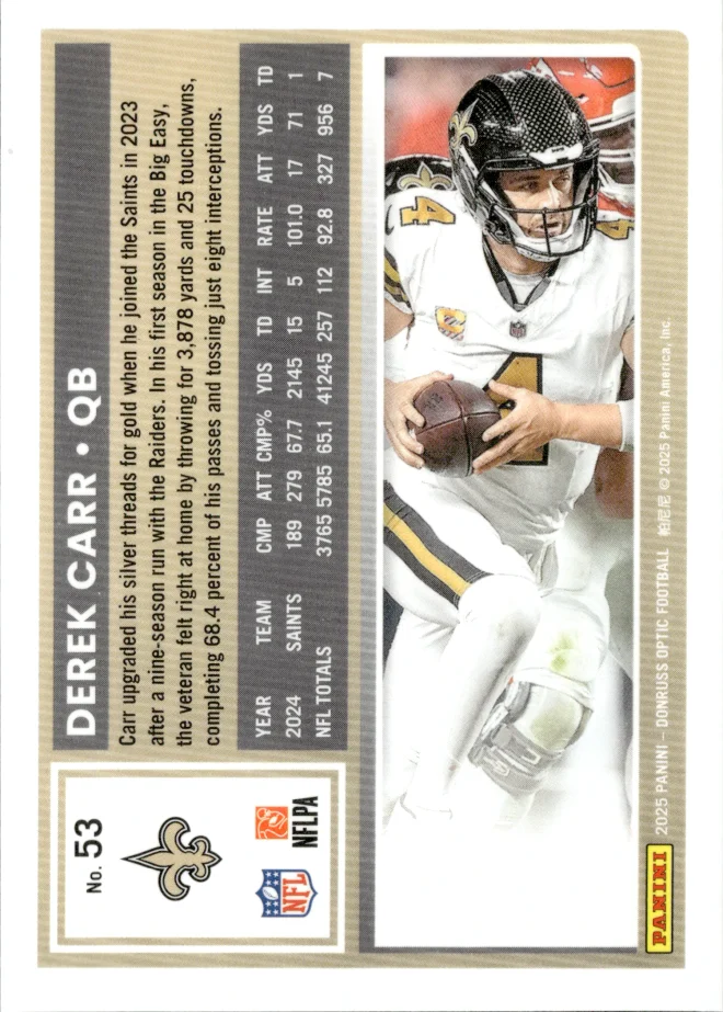 Derek Carr card back
