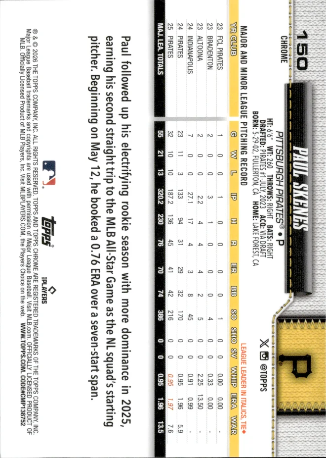 Paul Skenes card back