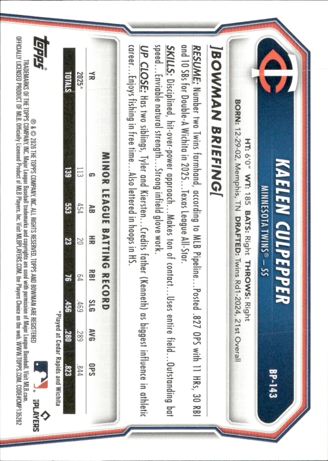 Kaelen Culpepper card back