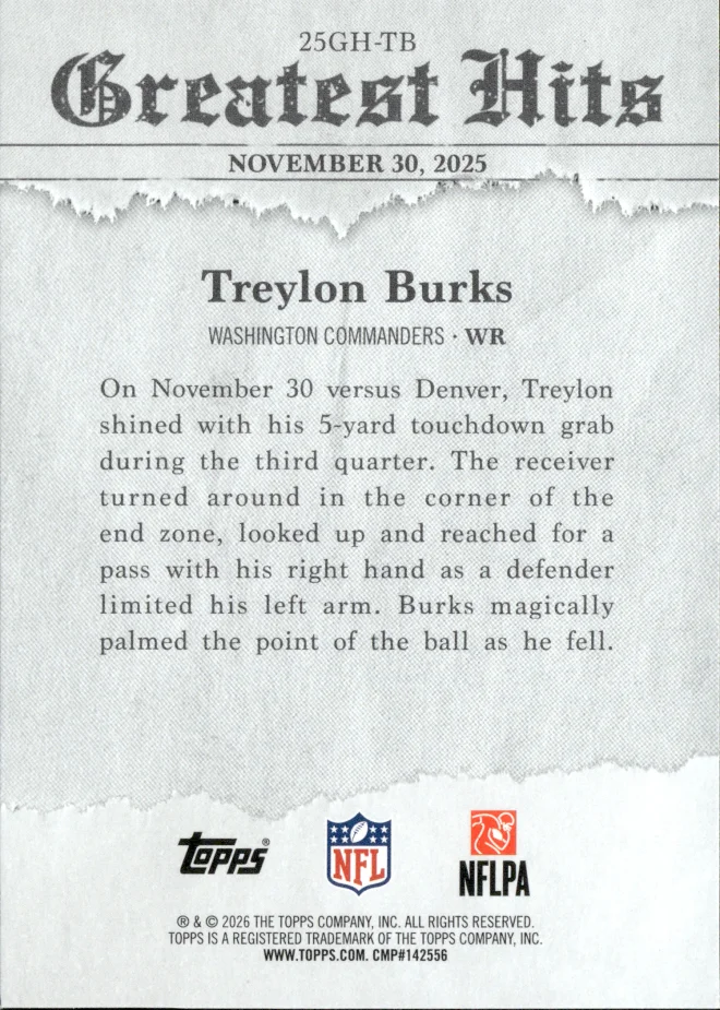 Treylon Burks card back