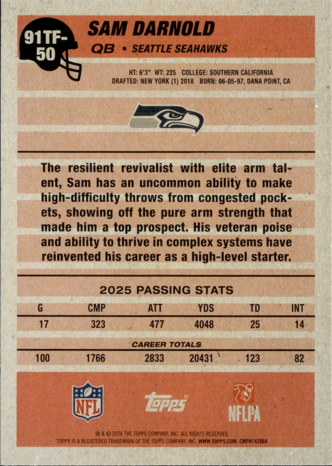 Sam Darnold card back