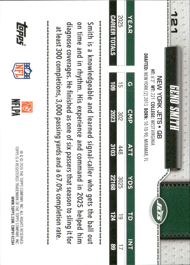 Geno Smith card back