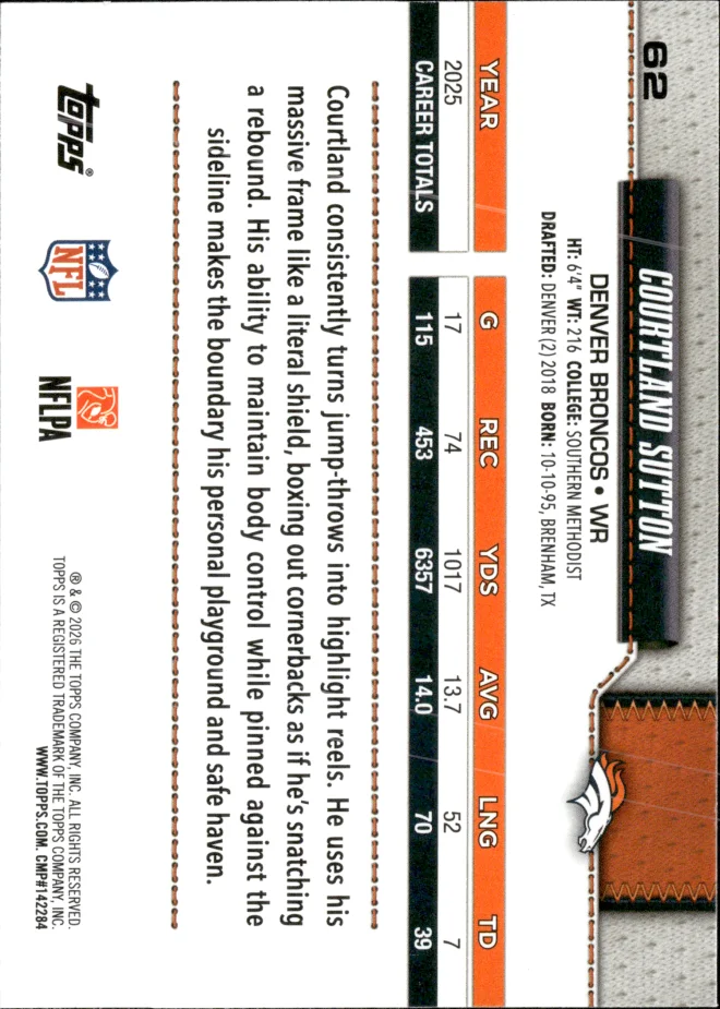 Courtland Sutton card back