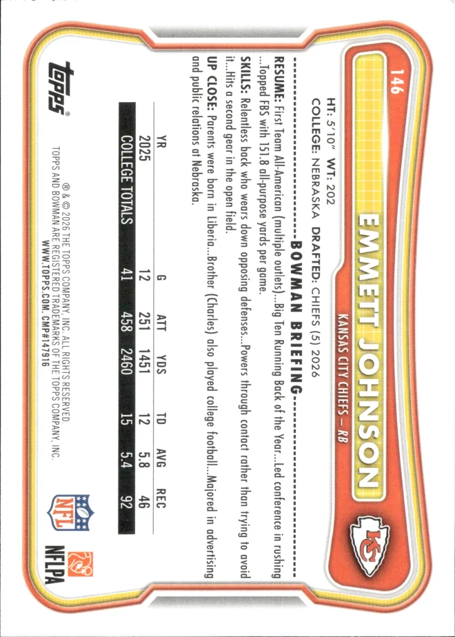 Emmett Johnson card back