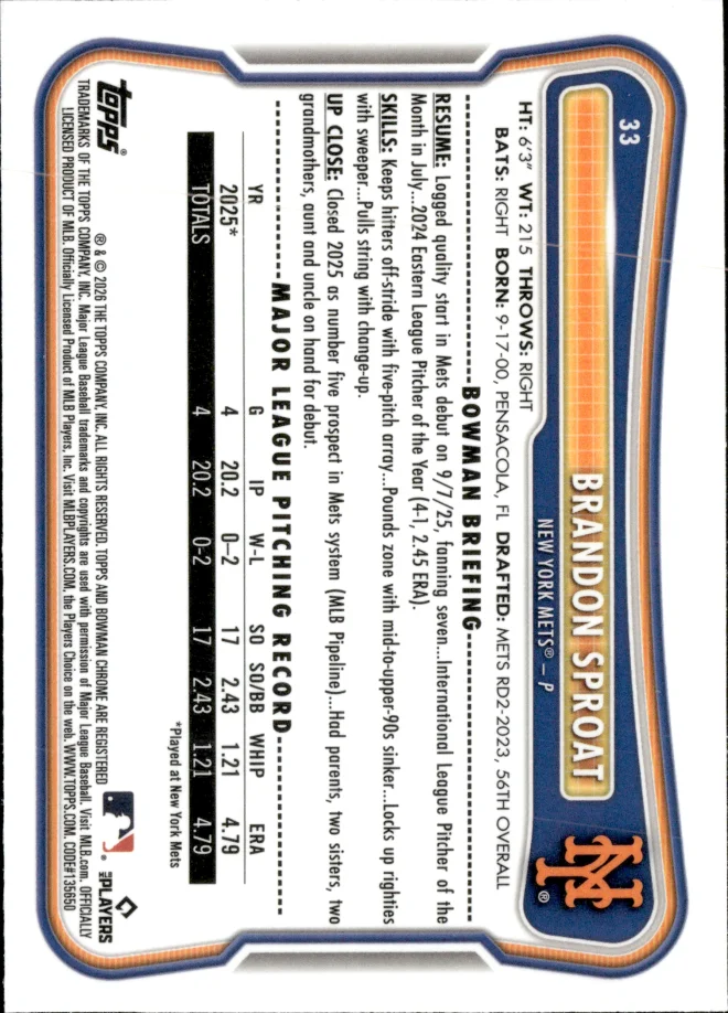 Brandon Sproat card back