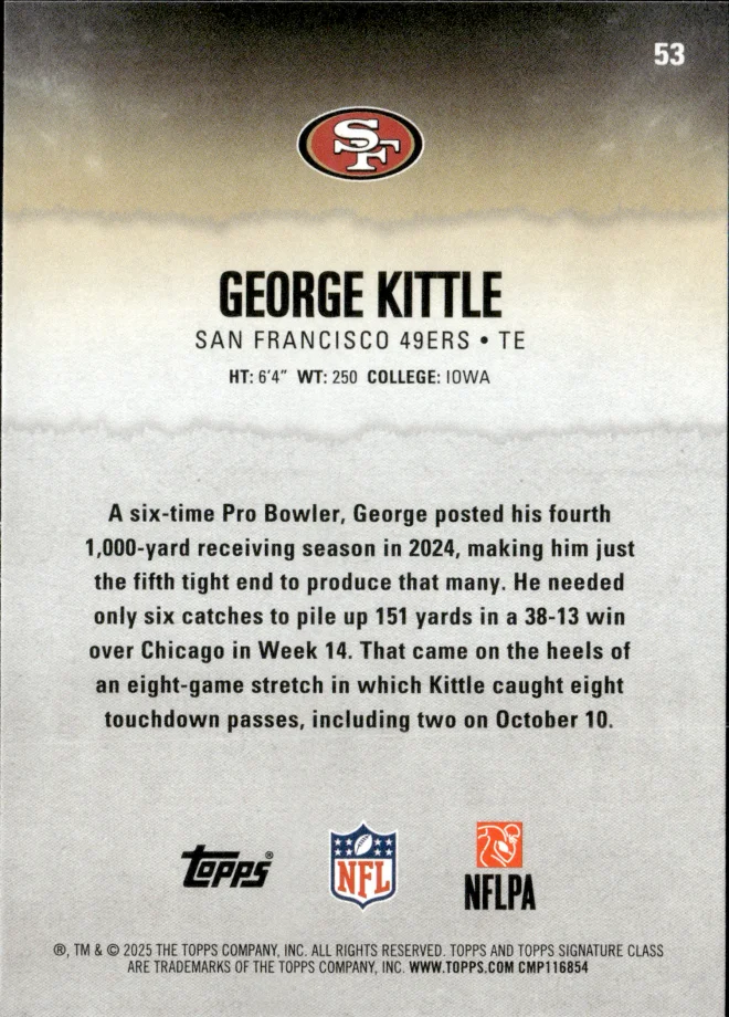 George Kittle card back