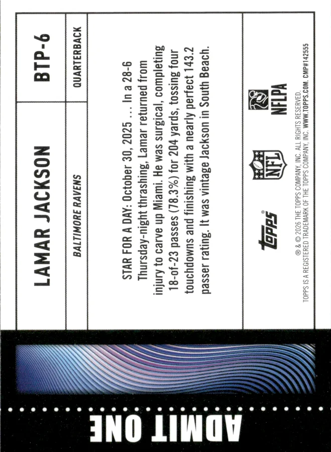 Lamar Jackson card back