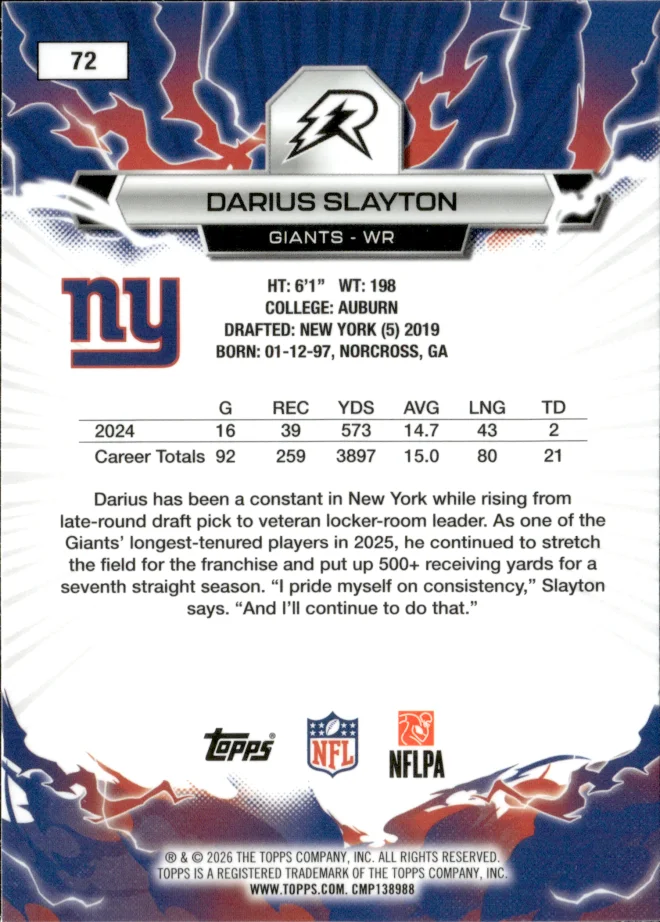 Darius Slayton card back