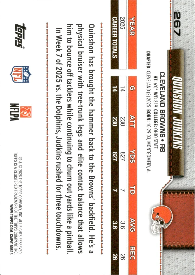 Quinshon Judkins card back