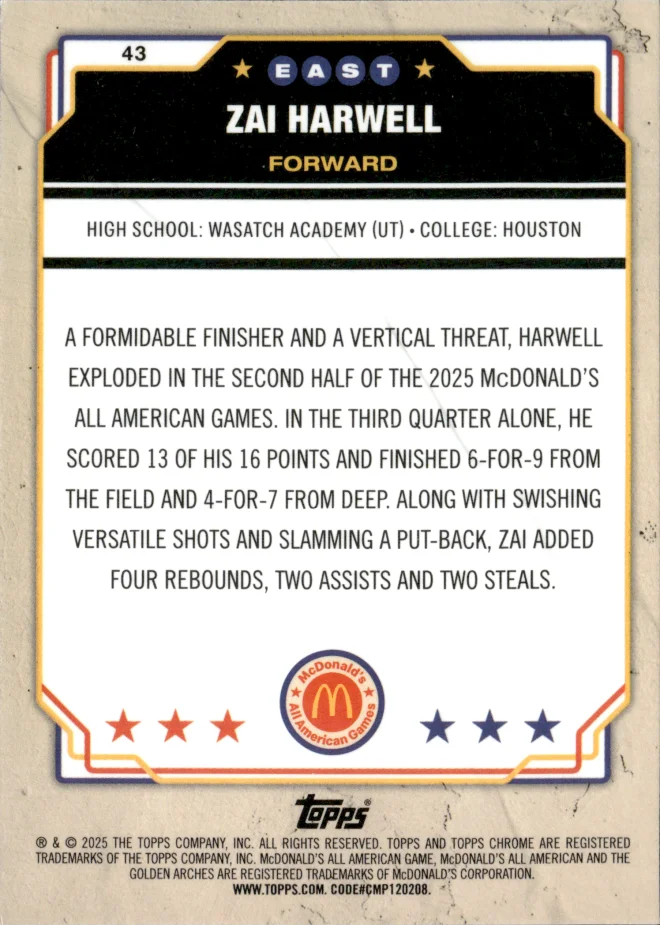 Zai Harwell card back