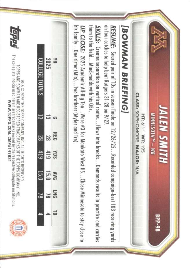 Jalen Smith card back