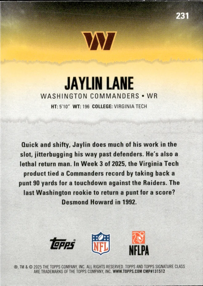 Jaylin Lane card back