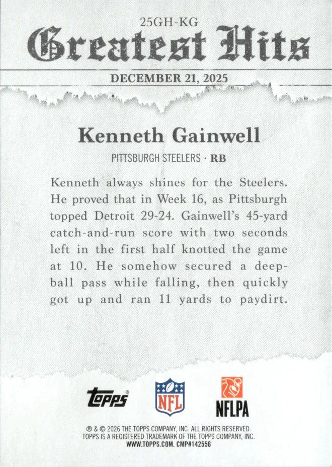 Kenneth Gainwell card back