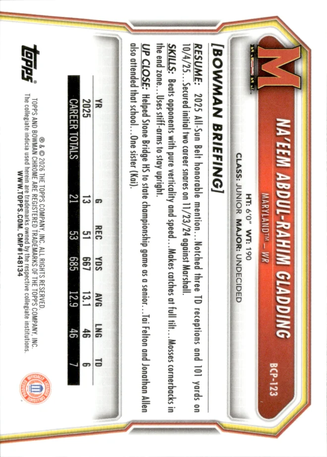 Na'eem Abdul-Rahim Gladding card back