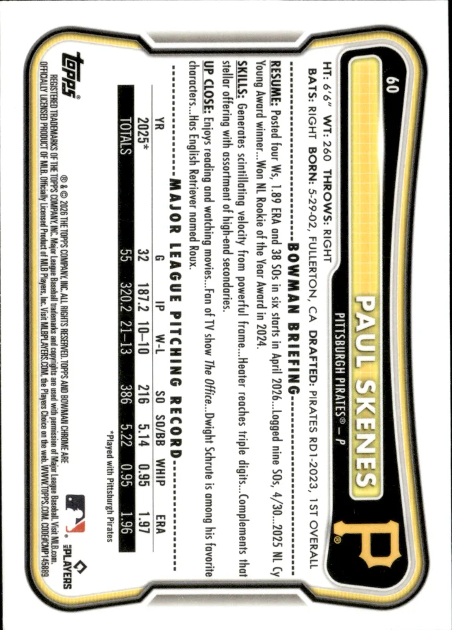 Paul Skenes card back