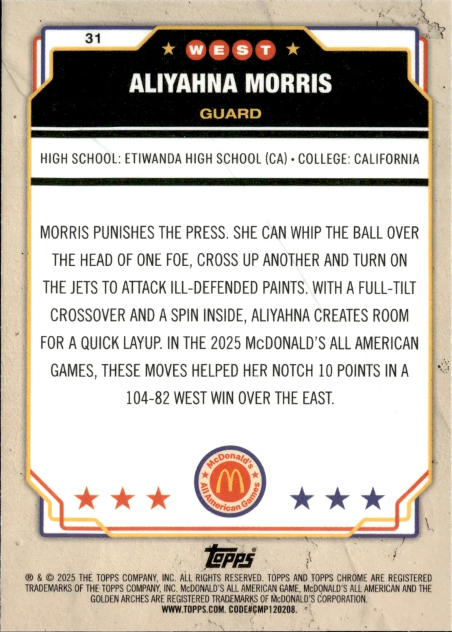Aliyahna Morris card back