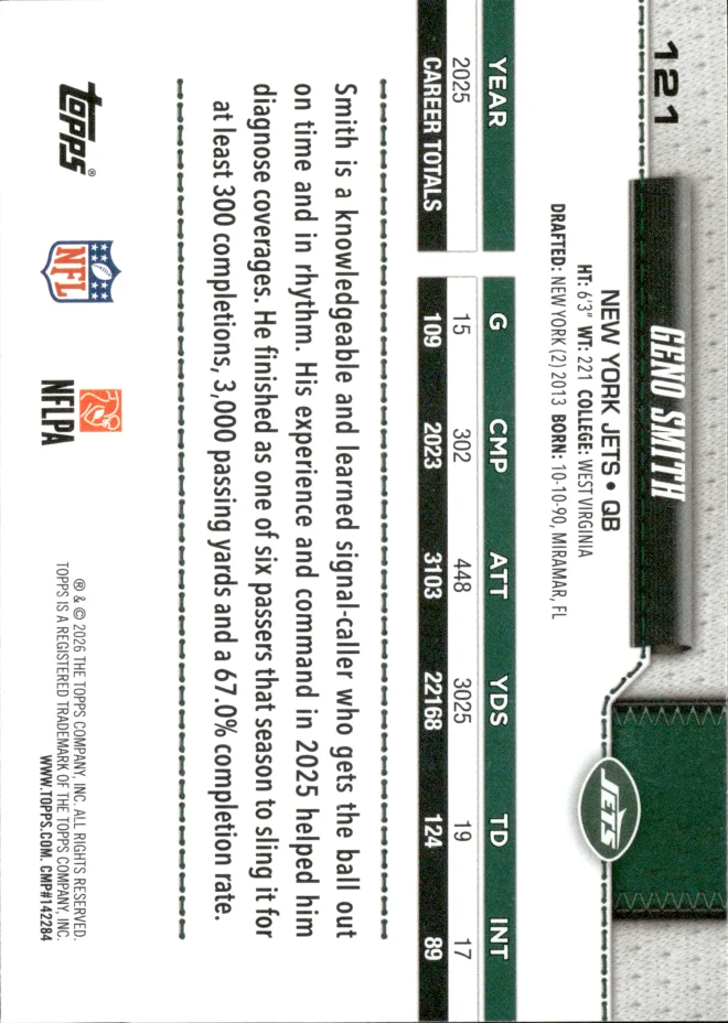 Geno Smith card back
