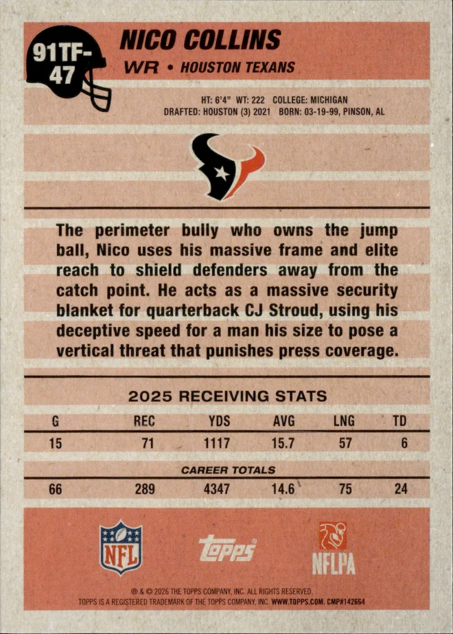 Nico Collins card back