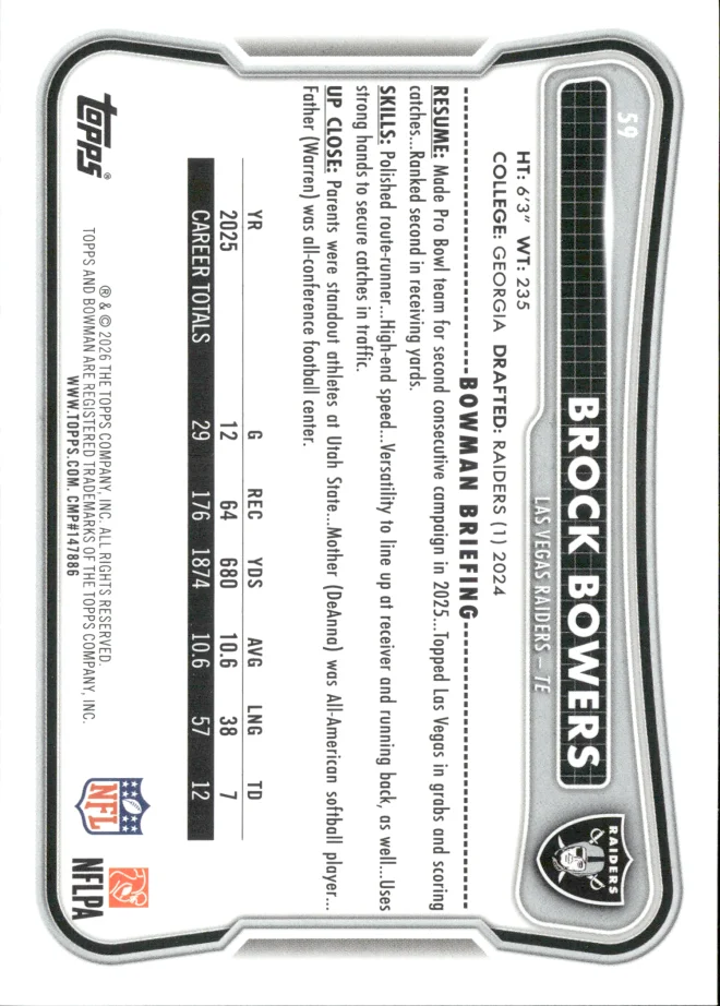 Brock Bowers card back