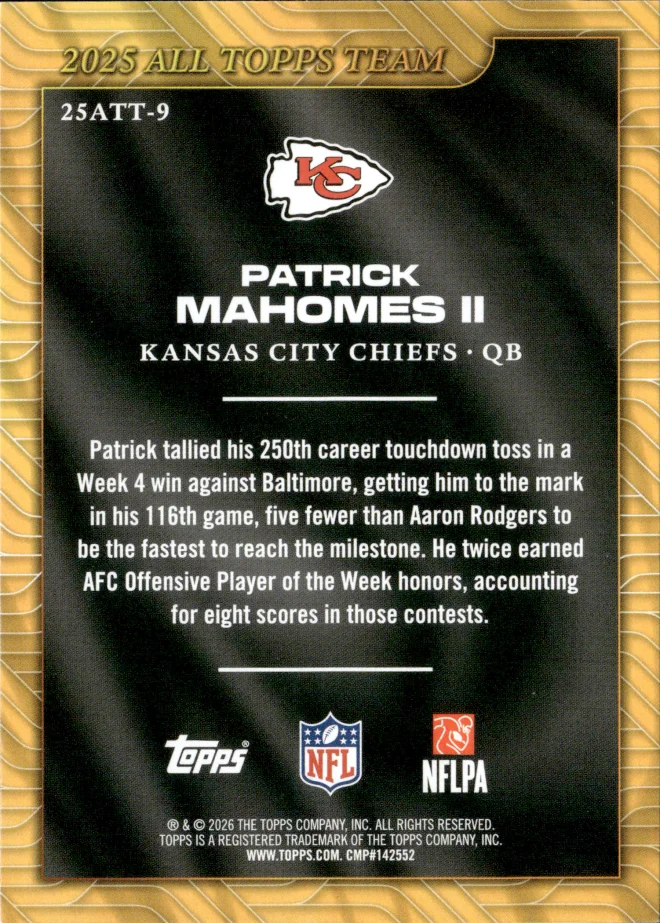 Patrick Mahomes II card back