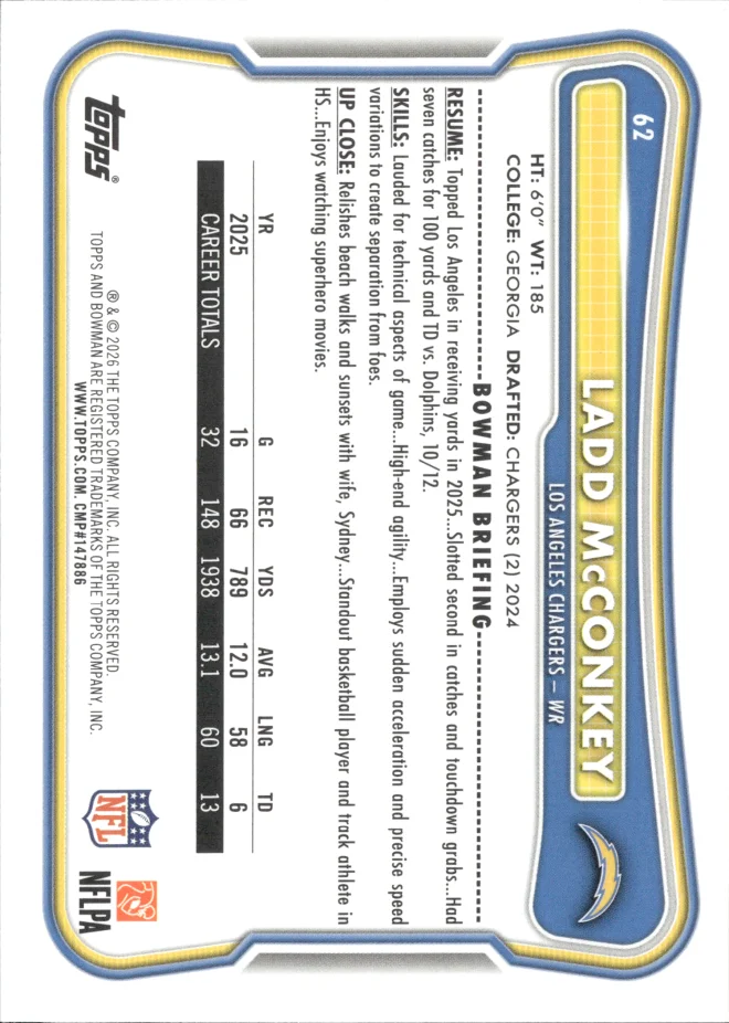 Ladd McConkey card back