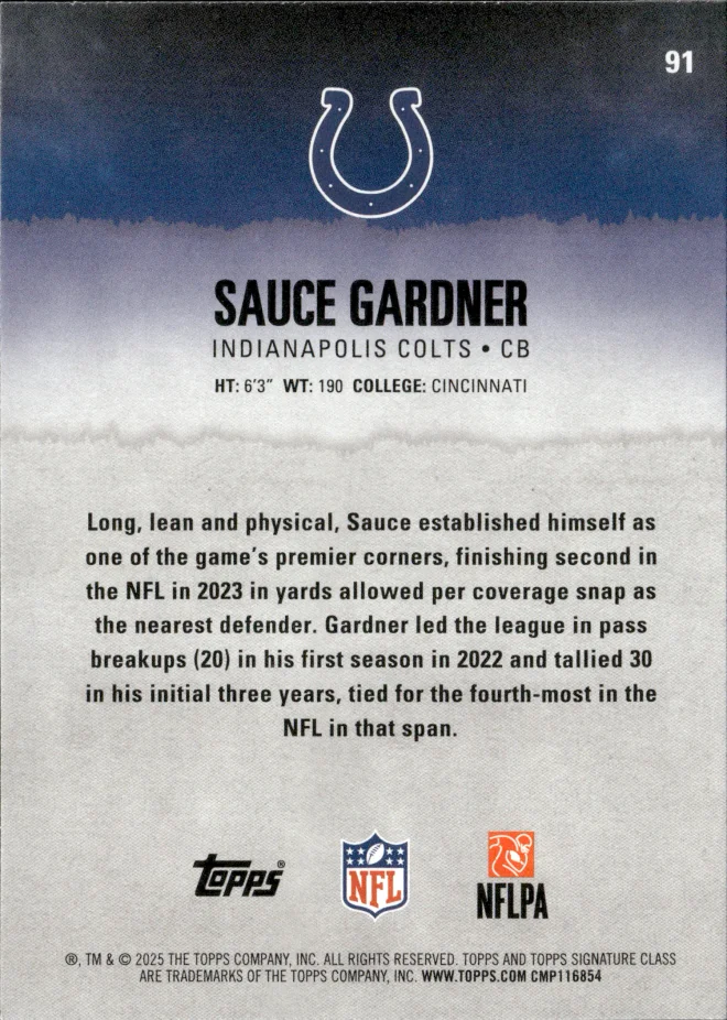 Sauce Gardner card back