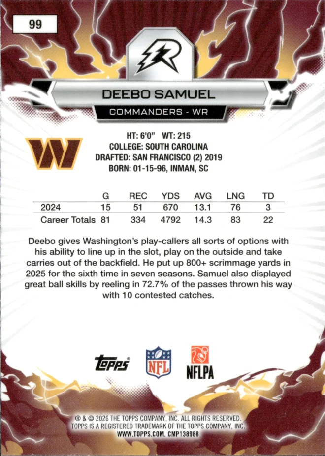 Deebo Samuel card back