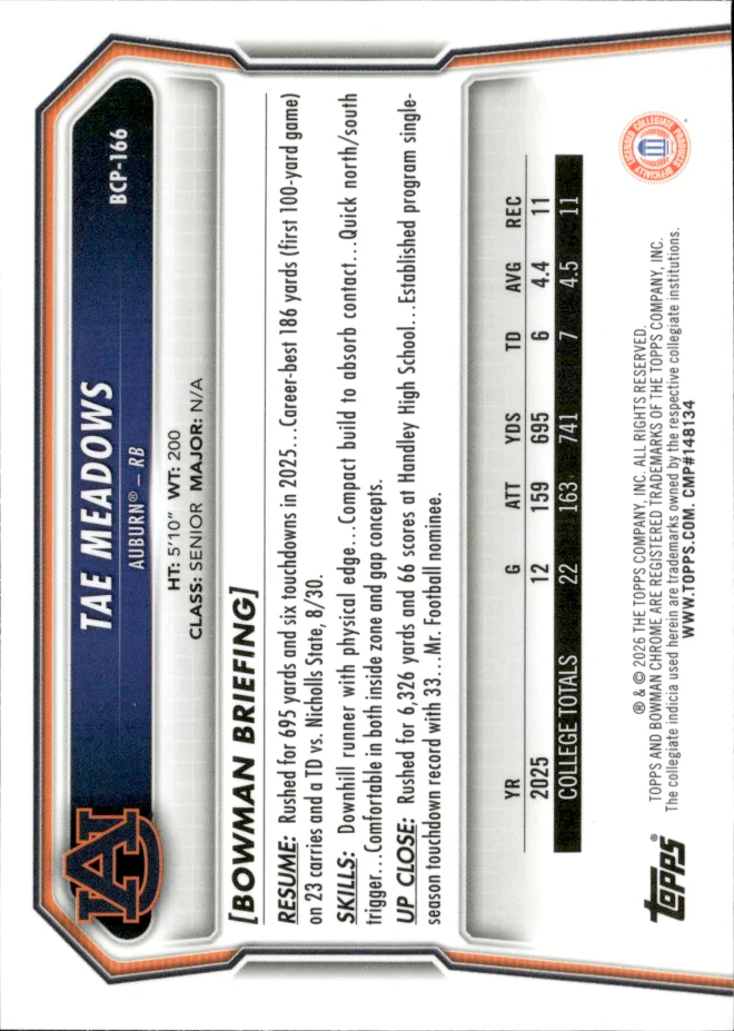 Tae Meadows card back