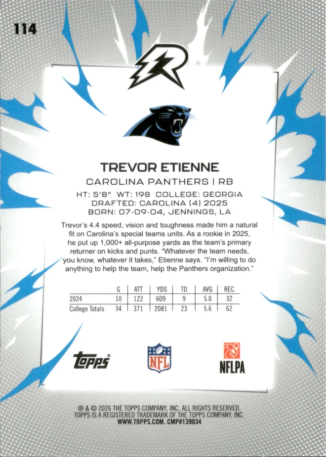 Trevor Etienne card back