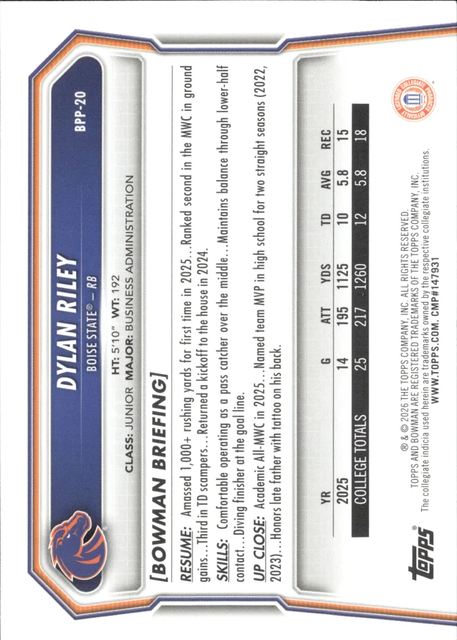Dylan Riley card back