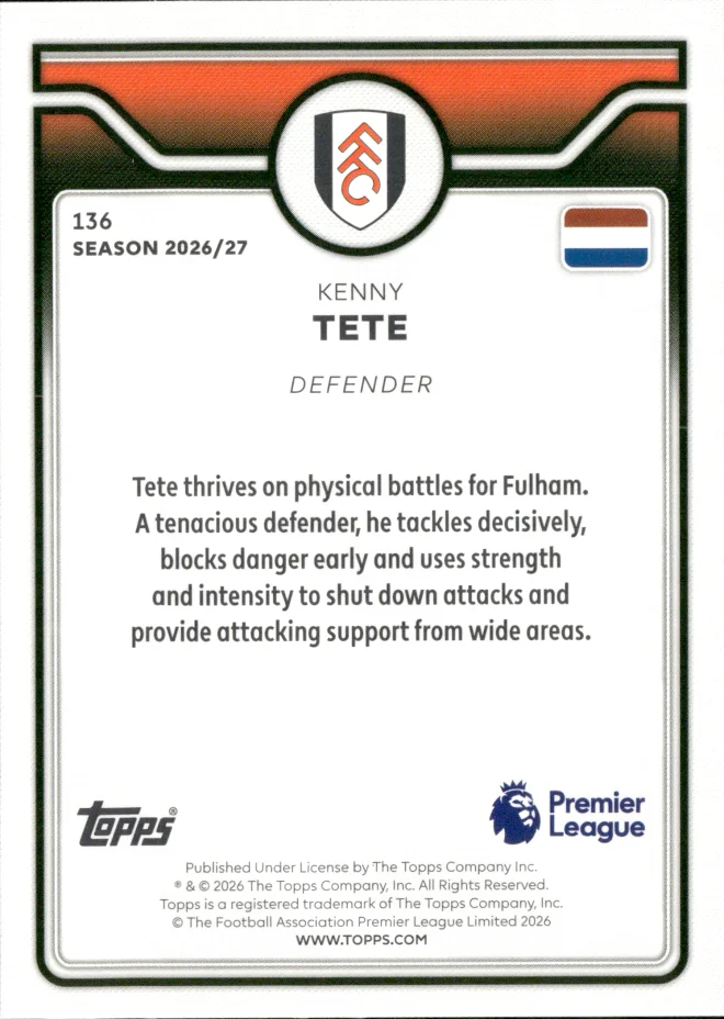 Kenny Tete card back